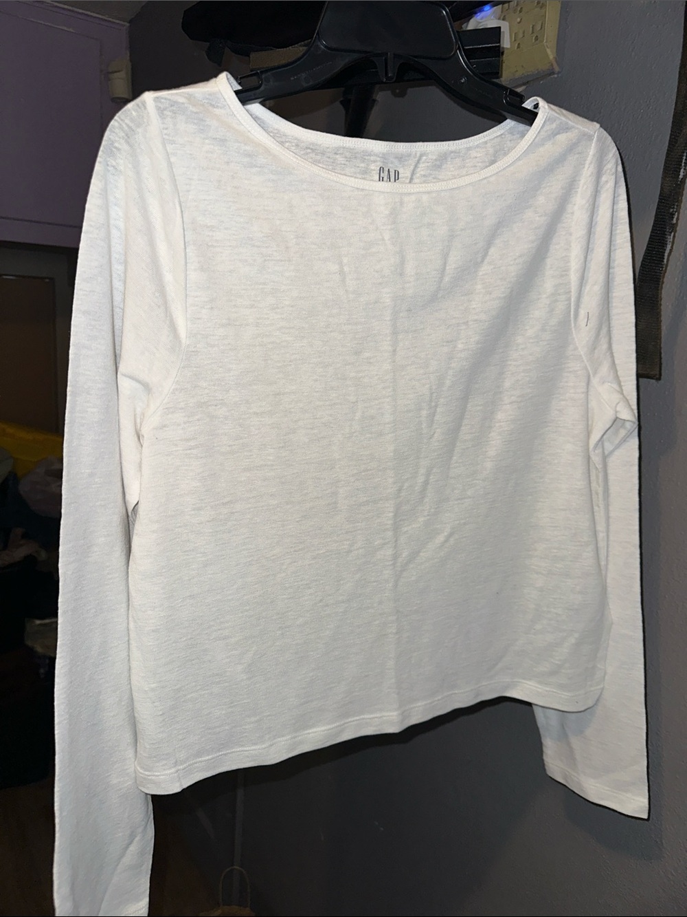 GAP White Long Sleeve Boatneck Top